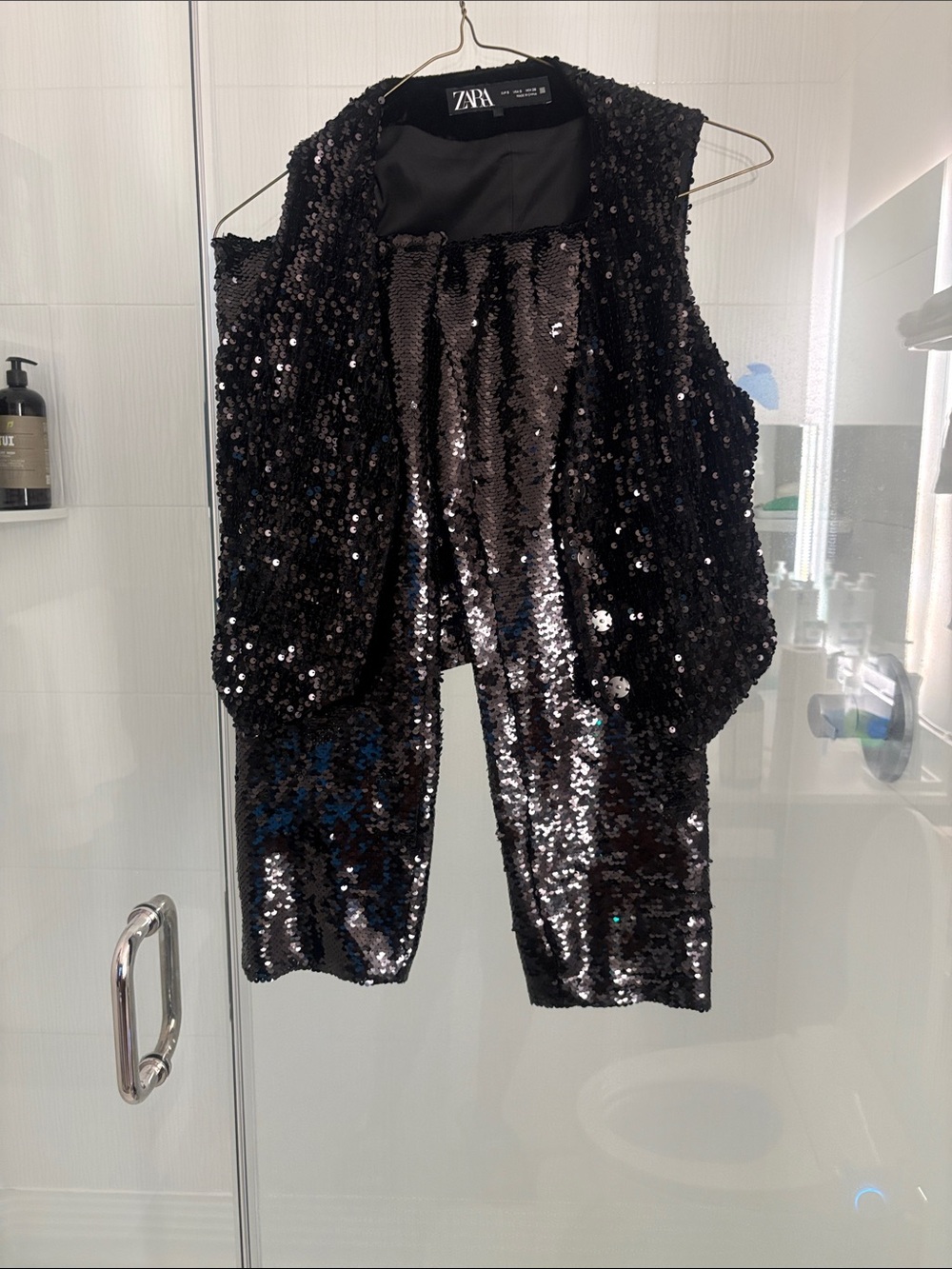 Zara Black Sequin Pantsuit Set